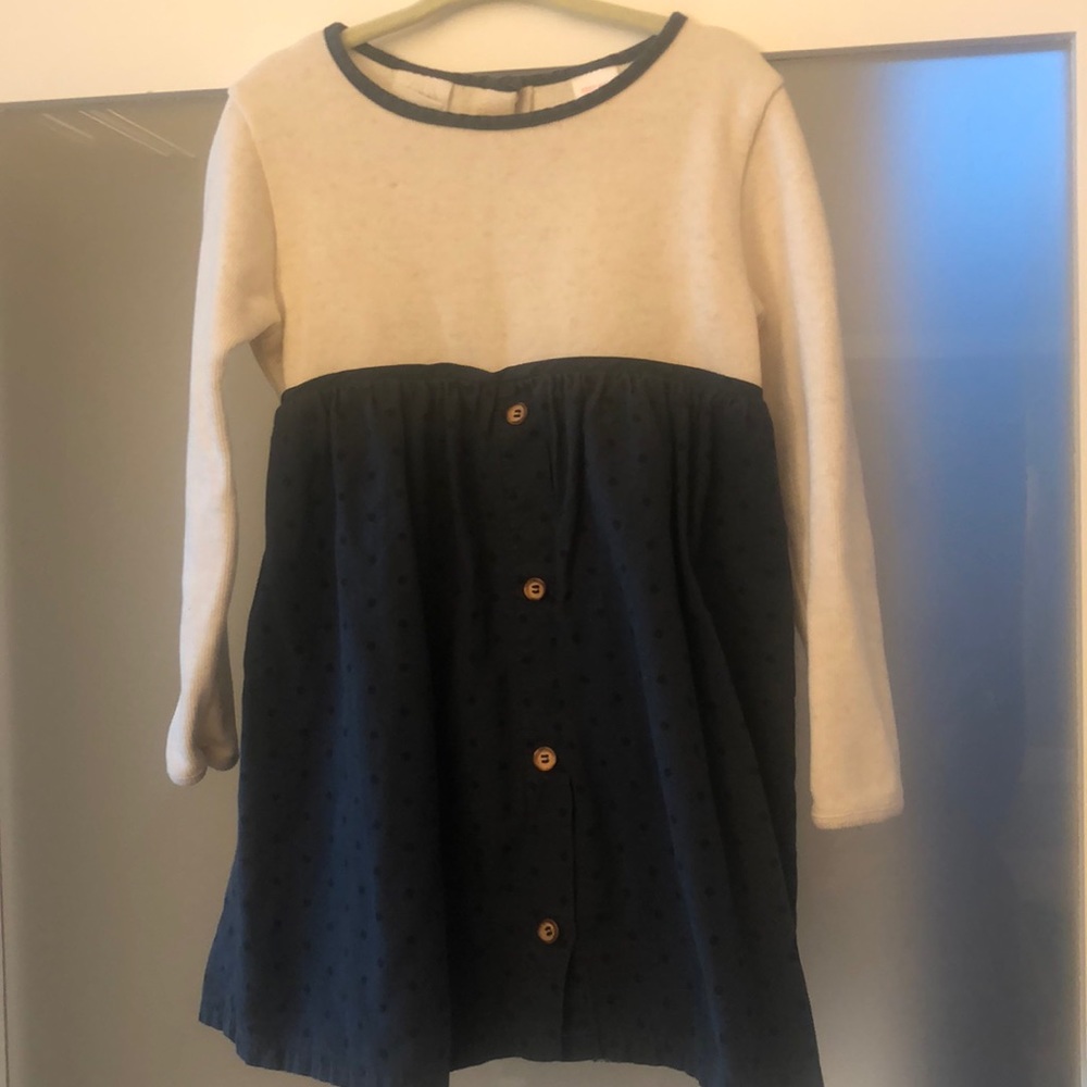 Zara girls 4-5T blue and white button down dress